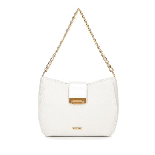 WITTCHEN Damen Umhängetasche | Damen-Beuteltasche Mit Riemen | Mit Kette | Geflochtene Handtasche | Handtasche mit Reißverschluss | cremefarben WITTCHEN Damen Umhängetasche | Damen-Beuteltasche Mit Riemen | Mit Kette | Geflochtene Handtasche | Handtasche mit Reißverschluss | cremefarben von WITTCHEN