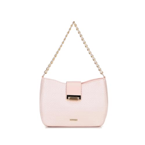 WITTCHEN Damen Umhängetasche | Damen-Beuteltasche Mit Riemen | Mit Kette | Geflochtene Handtasche | Handtasche mit Reißverschluss | rosa von WITTCHEN