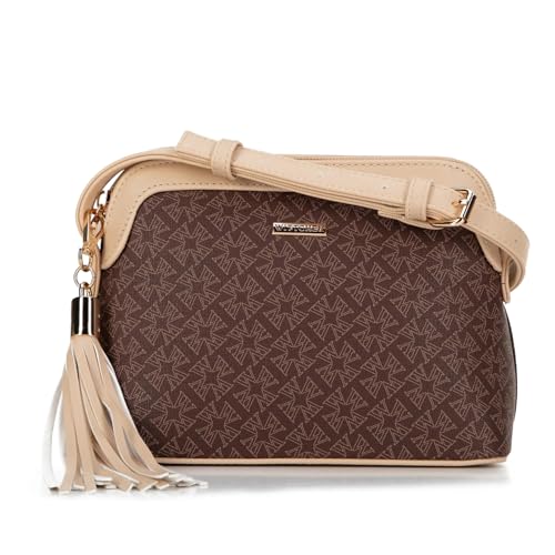 WITTCHEN Damen-Umhängetasche | Tasche aus Kunstleder | mit Monogramm | Handtasche mit Riemen | Tasche aus Öko-Leder | Handtasche Damen Klein | Mini Umhängetasche | braun von WITTCHEN