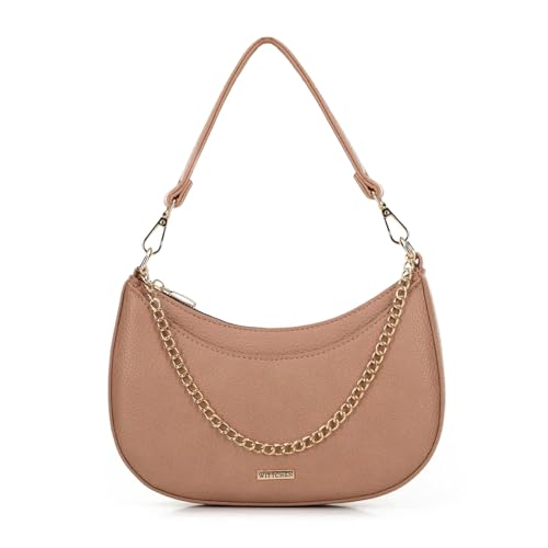 WITTCHEN Damenhandtasche | Kleine Handtasche mit Kette | Damen Umhängetasche | Handtasche Aus Öko-Leder | Hand Tasche Frauen Mit Reißverschluss | Mini Handtasche | beige von WITTCHEN