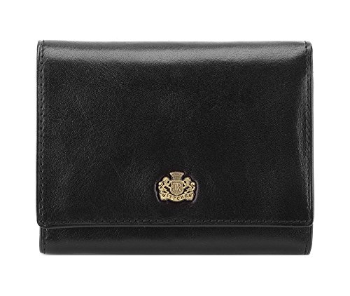 WITTCHEN Geldbörse aus Rindsleder | Kollektion: Arizona | mit Druckknopfverschluss | aus hochwertigen Materialien | elegant und klassisch | Schwarz | 12x9.5 cm von WITTCHEN