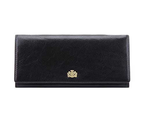 WITTCHEN Geldbörse aus Rindsleder | Kollektion: Arizona | mit Druckknopfverschluss | aus hochwertigen Materialien | elegant und klassisch | Schwarz | 19x9 cm von WITTCHEN