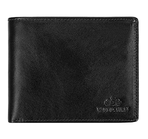 WITTCHEN Herrenbrieftasche aus der Florence-Kollektion | Handgefertigt aus naturbelassenem, vollnarbigem Kalbsleder | Geräumig und funktional | Große Anzahl von Fächern | Schwarz | 10 x 13 x 1,5 cm von WITTCHEN