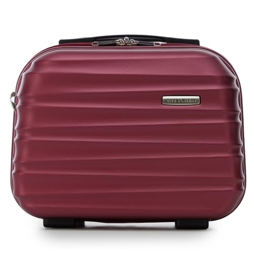 WITTCHEN Kosmetikkoffer Reisekoffer Handgepäck Kabinengepäck Rollkoffer Hartschale aus ABS Reisegepäck Kulturbeutel Kosmetiktasche Damen Groove Line kastanienbraun Lufthansa/Eurowings/Condor von WITTCHEN