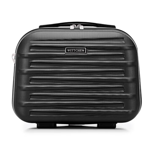 WITTCHEN Skyspeed Line Kosmetikkoffer Reisegepäck ABS Hartschalenkoffer Kulturbeutel Kosmetiketui Kosmetiktasche Damen Schultergurt Elastischer Koffergurt Schwarz Lufthansa/Eurowings/Ryanair/Condor von WITTCHEN