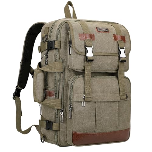 WITZMAN Reiserucksack Herren Canvas Vintage Groß 40L Reisetasche Rucksack 3 In 1 Fit 17 Zoll Laptop FüR Geschäftsreisen（A6617-3 Army Grün） von WITZMAN