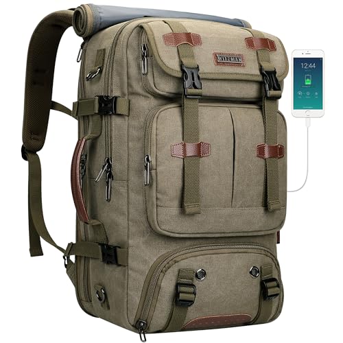 WITZMAN Reiserucksack Herren 40L Handgepäck Flugzeug Rucksack Convertible 3 in 1 Multifunktions Laptop Rucksack Fit 17 inch(A8013 Armeegrün) von WITZMAN