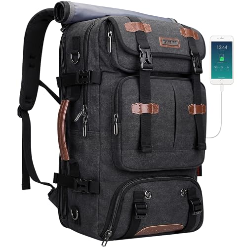WITZMAN Reiserucksack Herren 40L Handgepäck Flugzeug Rucksack Convertible 3 in 1 Multifunktions Laptop Rucksack Fit 17 inch(A8013 Schwarz) von WITZMAN