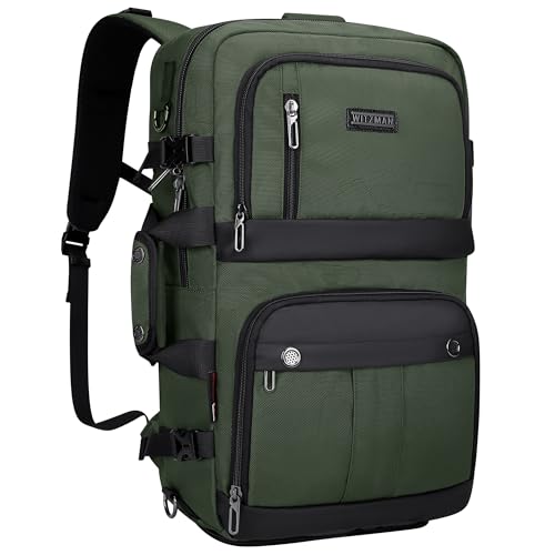 WITZMAN Reiserucksack Herren Damen Groß Laptop Rucksack 15.6-17 Zoll mit USB-Ladeanschluss Flugzeug Weekender Trip(B683 Armeegrün) von WITZMAN