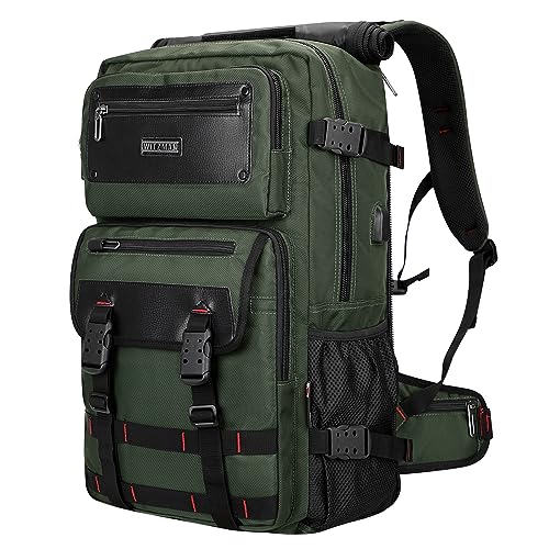 WITZMAN Reiserucksack Herren mit USB-Ladeanschluss Groß als Nylon Reisetasche Tragbar Fit 17 zoll Laptop Handgepäck Flugzeug（B685 Armeegrün） von WITZMAN