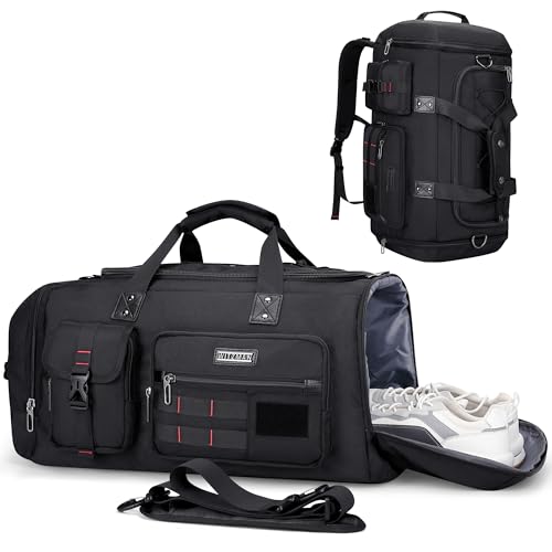 WITZMAN Reisetasche Herren 45L Sporttasche groß mit Schuhfach Duffle Bag 3 in 1 Travel Gym Trainingstasche Herren Damen（B693 Schwarz von WITZMAN