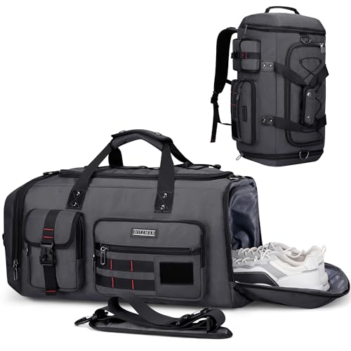 WITZMAN Reisetasche Herren 45L Sporttasche groß mit Schuhfach Duffle Bag 3 in 1 Travel Gym Trainingstasche Herren Damen (B693 Silbergrau) von WITZMAN