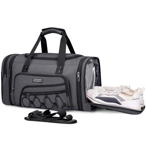 WITZMAN Reisetasche Herren Weekender Duffle Bag 50L Sporttasche mit Schuhfach Duffle Bag Gym Trainingstasche Herren Damen (B695 Silbergrau) von WITZMAN