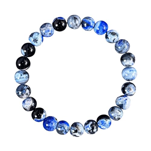 WIUYEH Natürlicher K2 Jaspis Edelstein 8mm Runde Perlen Unisex Stretch Armband Heilstein Wasserfest Armband Natürliche Energie von WIUYEH