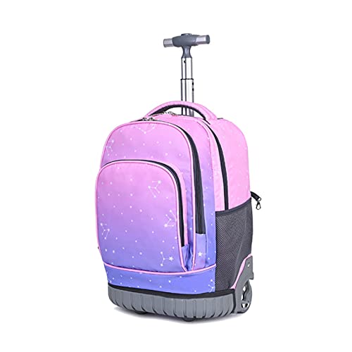 WIVAYE 48,9 cm Roll-Rucksack, Laptop-Rucksack, 2 Räder, Trolley, Schultasche, große Kapazität, Reisetasche mit Rollen, Büchertasche für Jungen und Mädchen, violett, von WIVAYE