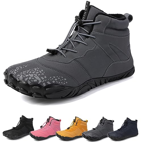 Barfußschuhe Damen Harren Winter, Outdoor Barfussschuhe Herbst Wasserdicht Barfuß Schuhe Barefoot Shoes (Grey C, Erwachsene, Herren, 43, Numerisch, EU Schuhgrößensystem, M) von WIWIDANG