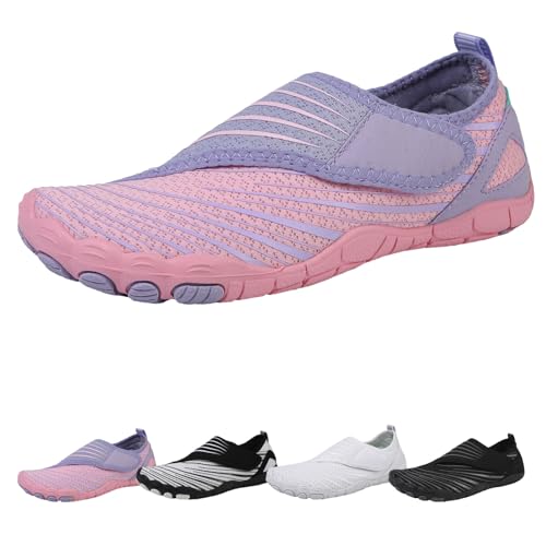 Barfussschuhe Damen Sommer, Barfußschuhe Klettverschluss Herren Wasserfest, Wasserschuhe Barefoot Shoes Mit Ablaufloch (5805 Pink, Erwachsene, Damen, 39, Numerisch, EU Schuhgrößensystem, M) von WIWIDANG