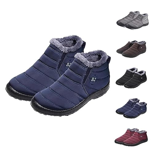 Boojoy Winterstiefel, rutschfeste Winter-Schneestiefel für Damen und Herren, Outdoor pelzgefütterte warme Schuhe (Dunkelblau, adult, women, numeric_35, numeric, eu_footwear_size_system, medium) von WIWIDANG