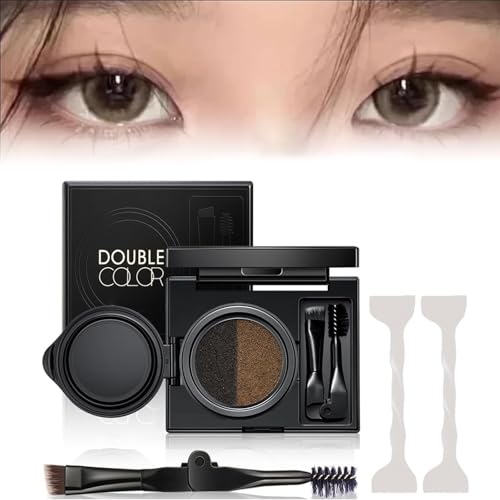 Eyebrow & Eyeliner Cream with Stamp, Multi-functional Double-Headed Eyeliner Stamp, Double Color Eyebrow Cream Waterproof, Eyebrow Stencil Kit for Women (01# Gray + Stamp*2) von WIWIDANG