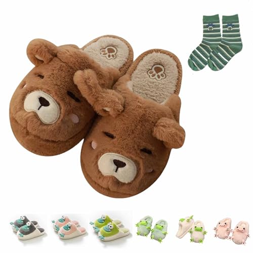 Frosch Hausschuhe für Frauen Cartoon Hausschuhe Fuzzy Kuh Hausschuhe süße Plüschtier Hausschuhe Kawaii Hausschuhe (Style-E, 40/41) von WIWIDANG