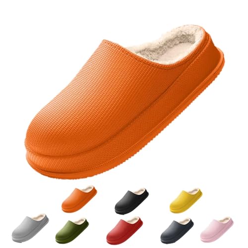 Hausschuhe Damen Herren Winter, Schlappis Wolken Damen Original Winter, Rutschfeste Leichte Wasserdicht Schlappen (Orange, Erwachsene, Damen, 38, Numerisch (von/bis), EU Schuhgrößensystem, 39, M) von WIWIDANG