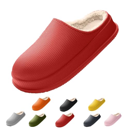 Hausschuhe Damen Herren Winter, Schlappis Wolken Damen Original Winter, Rutschfeste Leichte Wasserdicht Schlappen (Rot, Erwachsene, Damen, 38, Numerisch (von/bis), EU Schuhgrößensystem, 39, M) von WIWIDANG