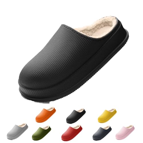 Hausschuhe Damen Herren Winter, Schlappis Wolken Damen Original Winter, Rutschfeste Leichte Wasserdicht Schlappen (Schwarz, Erwachsene, Damen, 38, Numerisch (von/bis), EU Schuhgrößensystem, 39, M) von WIWIDANG