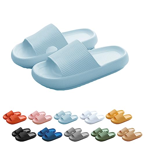 WIWIDANG Pummy Original Damen, Original Wolken Schuhe, Non Slip Super Comfy Cloud Cushion Slide (Typ D – Hellblau, Erwachsene, Damen, 38, Numerisch (von/bis), EU Schuhgrößensystem, 39, M) von WIWIDANG