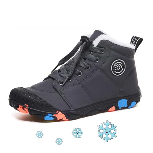 WIWIDANG Barfußschuhe Kinder Winter Wasserdicht, Barfußschuhe Kinder Herbst, Kinder Winter Freiluftkind Schuhe Herren Daman (Grau, Jugendliche, Damen, 32, Numerisch, EU Schuhgrößensystem, M) von WIWIDANG