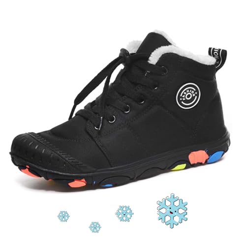 WIWIDANG Barfußschuhe Kinder Winter Wasserdicht, Barfußschuhe Kinder Herbst, Kinder Winter Freiluftkind Schuhe Herren Daman (Schwarz, Jugendliche, Damen, 30, Numerisch, EU Schuhgrößensystem, M) von WIWIDANG