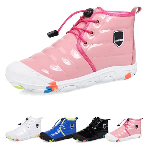 WIWIDANG Barfussschuhe Kinder Winter Wasserdicht, Outdoor Barfußschuhe Kinder Herbst, Kid Winter Pro Barfuss Schuhe (Pink-A, Jugendliche, 31, Numerisch, EU Schuhgrößensystem, M) von WIWIDANG