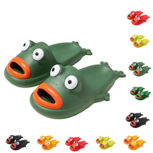 WIWIDANG Frog Slippers, Unisex Funny Animal Slides, Non-Slip Summer Slippers for Slippers (Dunkelgrün, adult, women, numeric_38, numeric_range, eu_footwear_size_system, numeric_39, medium) von WIWIDANG