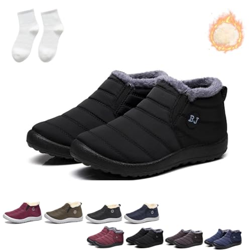 WIWIDANG Gallen wasserdichte Stiefel, Boojoy Winterstiefel für Damen, Winter-Schneestiefel, warme, rutschfeste Stiefeletten (Black-b, Erwachsene, Damen, 36, Numerisch, EU Schuhgrößensystem, M) von WIWIDANG