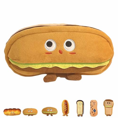 WIWIDANG Kawaii Pencil Case, Large Capacity 3D Embosses Food Pen Pouch, Big Capacity Cute Kawaii Pencil Case, Funny Bread Plush Pen Case (D) von WIWIDANG