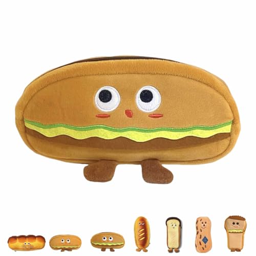 WIWIDANG Kawaii Pencil Case, Large Capacity 3D Embosses Food Pen Pouch, Big Capacity Cute Kawaii Pencil Case, Funny Bread Plush Pen Case (E) von WIWIDANG