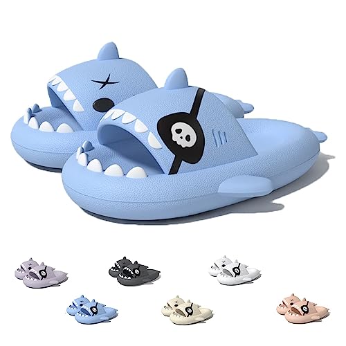 WIWIDANG Piraten Hai Slides Cloudy Shark Hausschuhe Sandalen Super Soft Massage Hai Wolke Hausschuhe, blau, 42.5/43.5 EU von WIWIDANG