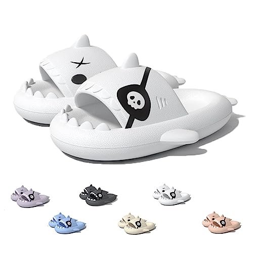 WIWIDANG Piraten Hai Slides Cloudy Shark Hausschuhe Sandalen Super Soft Massage Hai Wolke Hausschuhe, weiß, 40.5/41 EU von WIWIDANG