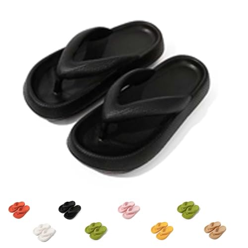 WIWIDANG Pommes Damen Original Zehentrenner, Pummy Original slippers Cozy Slides Original Flipflop Slipper Damen (Schwarz, Erwachsene, Damen, 38, Numerisch (von/bis), EU Schuhgrößensystem, 39, M) von WIWIDANG