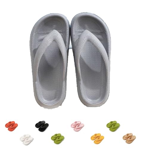 WIWIDANG Pommes Damen Original Zehentrenner, Pummy Original slippers Cozy Slides Original Flipflop Slipper Damen (grau, Erwachsene, Damen, 42, Numerisch (von/bis), EU Schuhgrößensystem, 43, M) von WIWIDANG