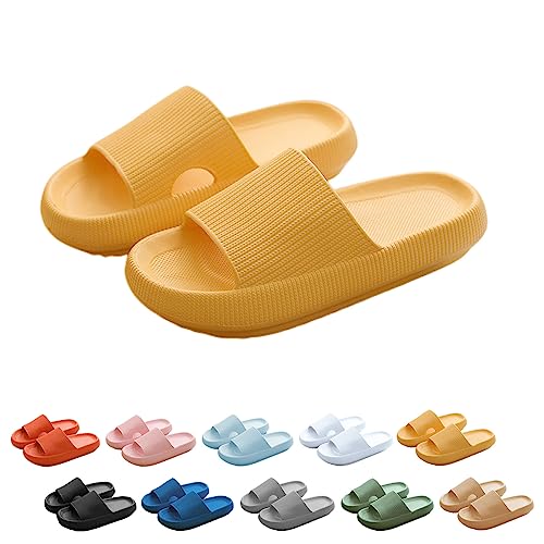 WIWIDANG Pummy Original Damen, Original Wolken Schuhe, Non Slip Super Comfy Cloud Cushion Slide (Typ D – Gelb, Erwachsene, Damen, 40, Numerisch (von/bis), EU Schuhgrößensystem, 41, M) von WIWIDANG