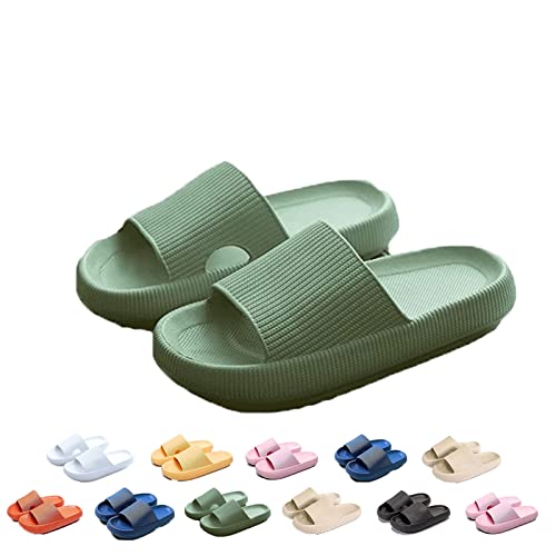 WIWIDANG Pummy Original Damen Cosy Slides Cosify Wolkenslipper Original Rutschfeste Weiche Hausschuhe (Grün-1, adult, women, numeric_36, numeric_range, eu_footwear_size_system, numeric_37, medium) von WIWIDANG