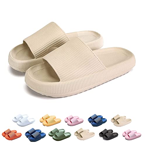 WIWIDANG Pummy Original Damen Cosy Slides Cosify Wolkenslipper Original Rutschfeste Weiche Hausschuhe (Khaki-1, adult, women, numeric_42, numeric_range, eu_footwear_size_system, numeric_43, medium) von WIWIDANG