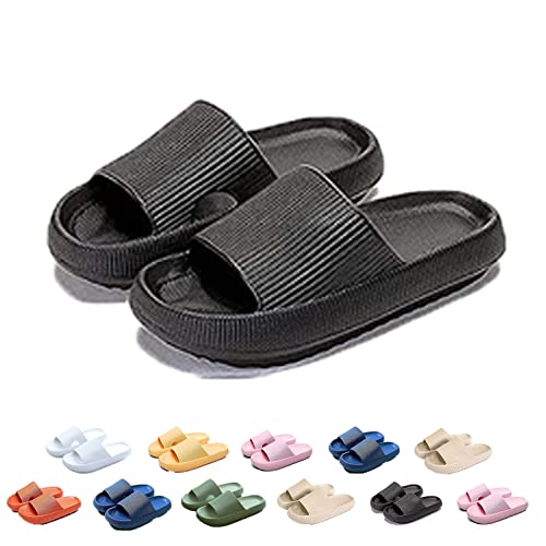 WIWIDANG Pummy Original Damen Cosy Slides Cosify Wolkenslipper Original Rutschfeste Weiche Hausschuhe (Schwarz-1, adult, women, numeric_38, numeric_range, eu_footwear_size_system, numeric_39, medium) von WIWIDANG