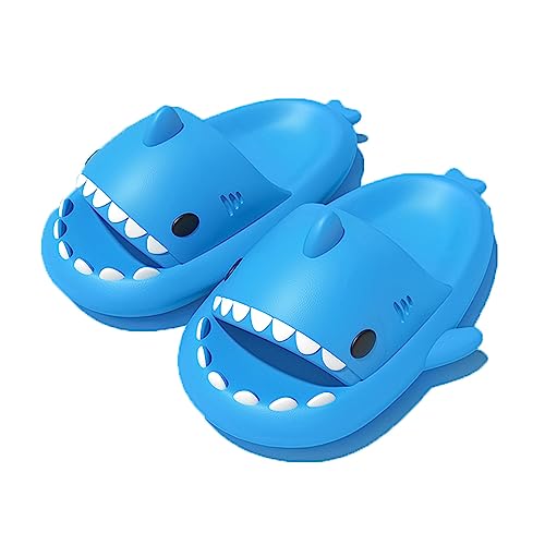 WIWIDANG Shark Slides Kids Shark Style Anti-Slip Open-Toed Slippers Casual Beach Foam Shoes (Azure blue, toddler, women, numeric_29, numeric_range, eu_footwear_size_system, numeric_30, medium) von WIWIDANG