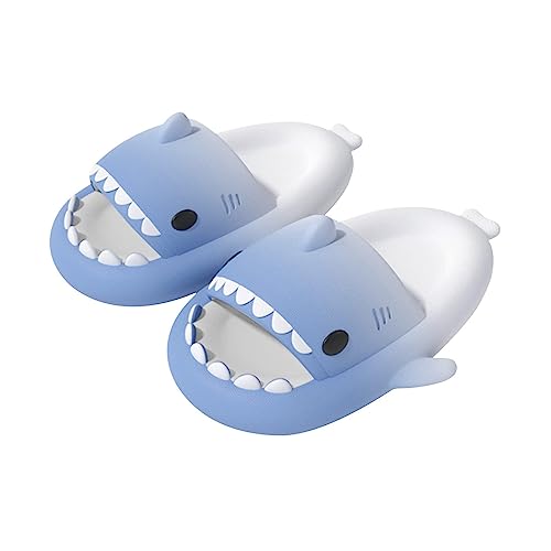 WIWIDANG Shark Slides Kids Shark Style Anti-Slip Open-Toed Slippers Casual Beach Foam Shoes (White Blue, toddler, women, numeric_25, numeric_range, eu_footwear_size_system, numeric_26, medium) von WIWIDANG