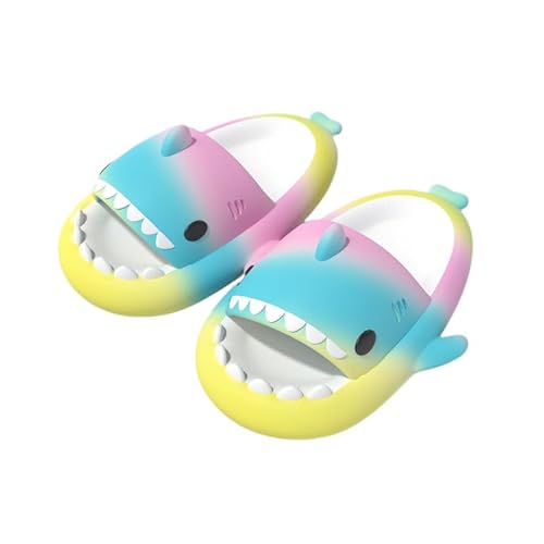 WIWIDANG Shark Slides Kids Shark Style Anti-Slip Open-Toed Slippers Casual Beach Foam Shoes (Yellow Green Pink, toddler, women, numeric_27, numeric_range, eu_footwear_size_system, numeric_28, medium) von WIWIDANG