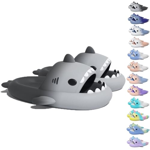 WIWIDANG Shark Swell Chanclas, Cloud Shark Slides für Herren Damen, rutschfeste Hai-Hausschuhe (Gradient Grey, Erwachsene, Damen, 36, Numerisch (von/bis), EU Schuhgrößensystem, 37, M) von WIWIDANG