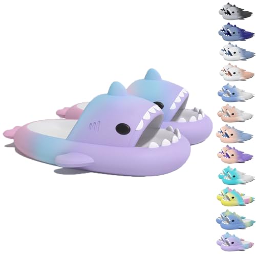 WIWIDANG Shark Swell Chanclas, Cloud Shark Slides für Herren Damen, rutschfeste Hai-Hausschuhe (Purple&blue&pink, Erwachsene, Damen, 40, Numerisch (von/bis), EU Schuhgrößensystem, 41, M) von WIWIDANG