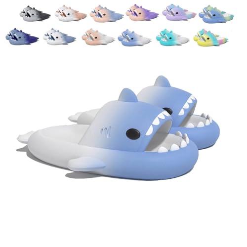 WIWIDANG Sharklas Originales Kids, Sharky Chanclas, Shark Sildes Slippers Kinder Hai Hausschuhe Sandalen (Gradient Blue/White, Kleinkind, Damen, 27, Numerisch (von/bis), EU Schuhgrößensystem, 28, M) von WIWIDANG