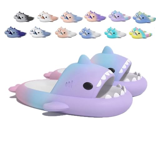 WIWIDANG Sharklas Originales Kids, Sharky Chanclas, Shark Sildes Slippers Kinder Hai Hausschuhe Sandalen (Purple&blue&pink, Kleinkind, Damen, 25, Numerisch (von/bis), EU Schuhgrößensystem, 26, M) von WIWIDANG